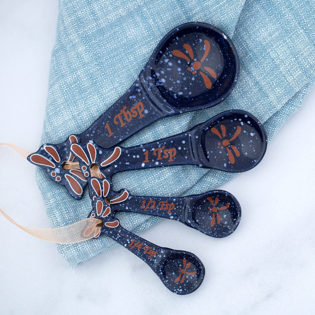 Midnight Dragonfly Ceramic Measuring Spoon Set (Set of 4)