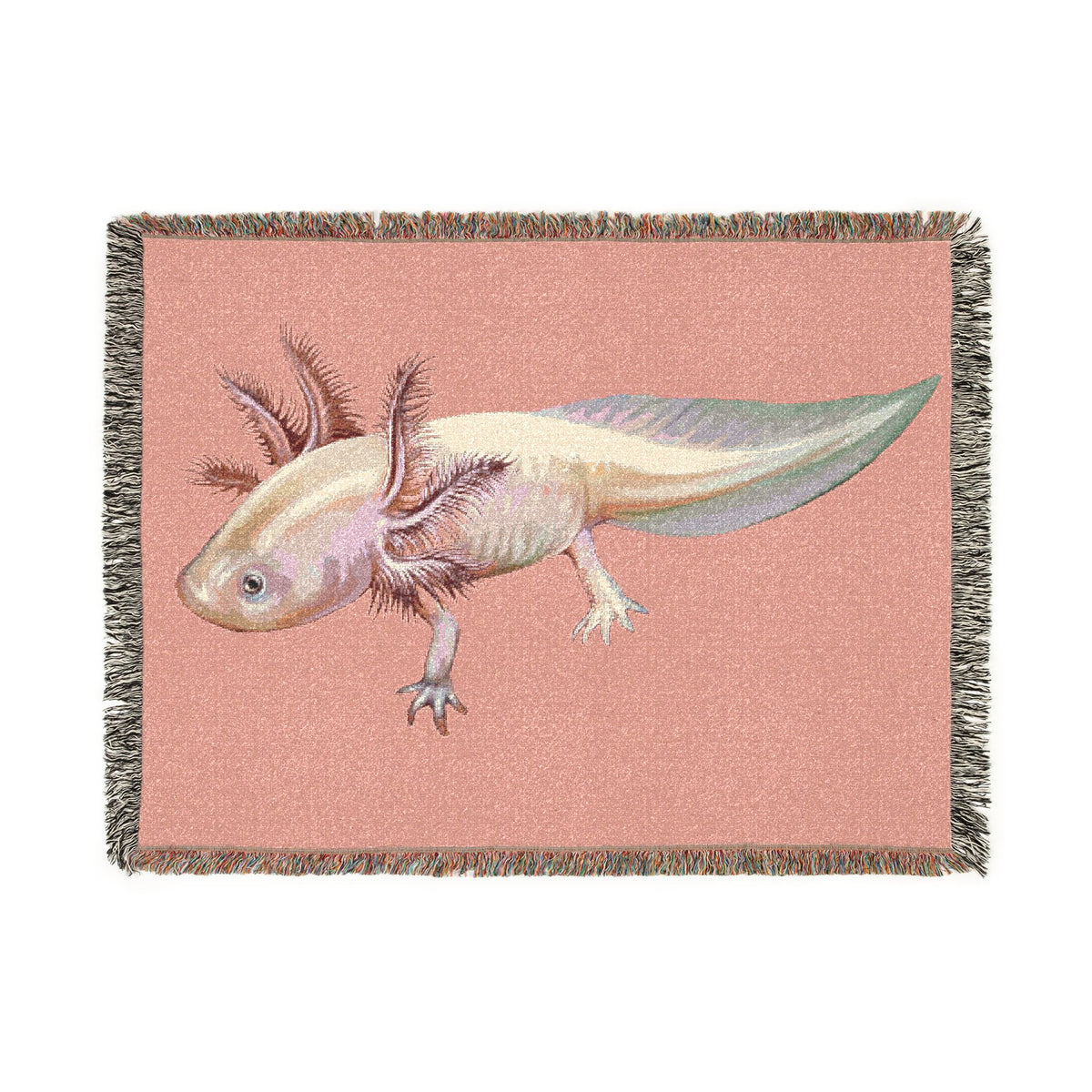 Axolotl Woven Cotton Fringe Throw Blanket
