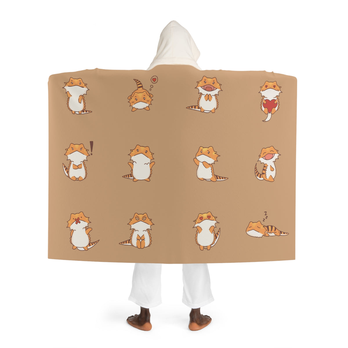 Chibi Bearded Dragon Hooded Sherpa Blanket