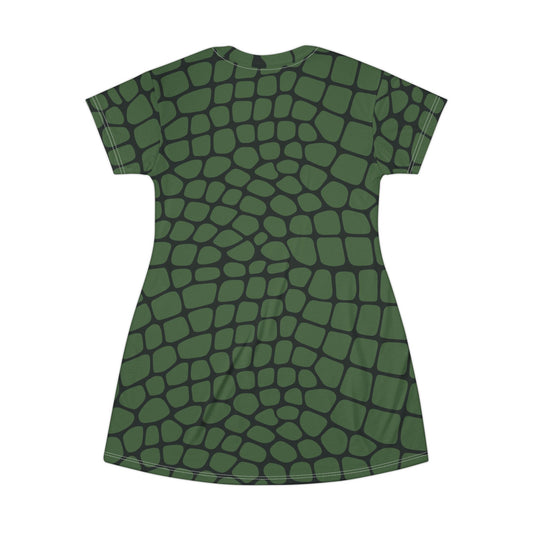 Emerald Reptile Scale T-Shirt Dress