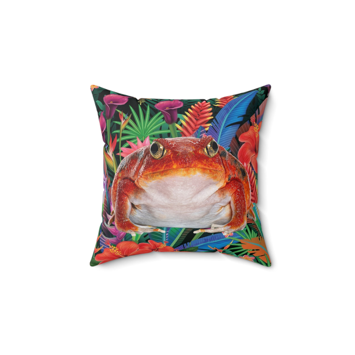 Tropical Tomato Frog Double-Sided Square Throw Pillow