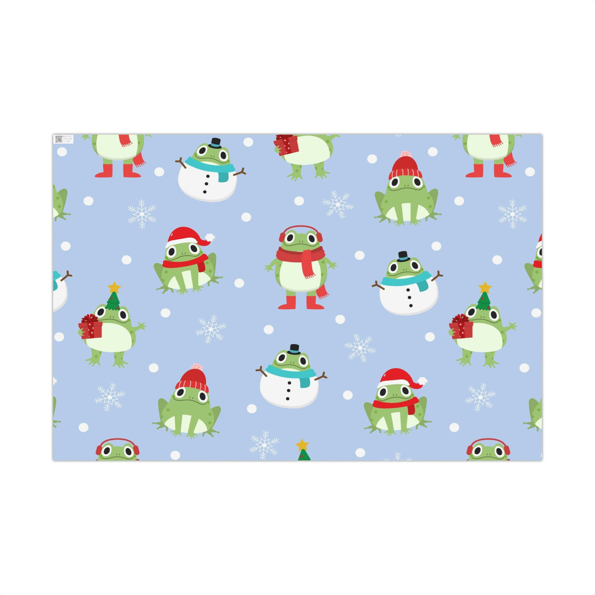Frog Snowman Christmas Gift Wrap Paper