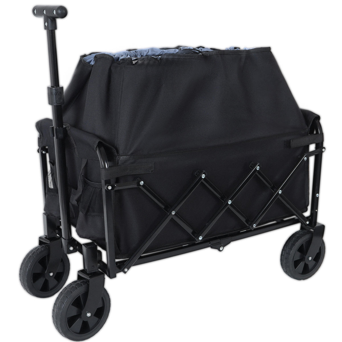 Expandable Dual-Layer Heavy-Duty Expo Wagon (225 lb Capacity, Black)