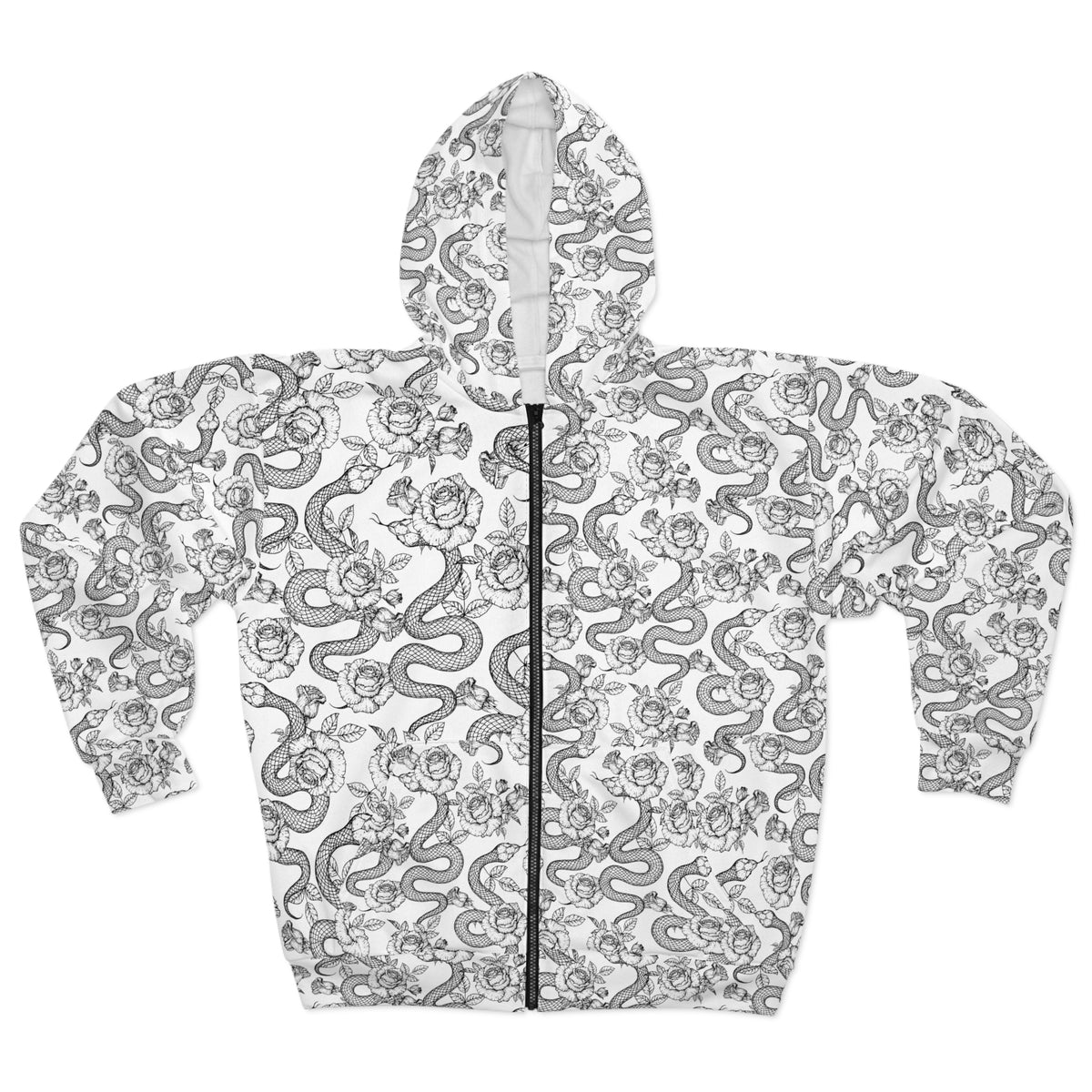 Botanical Serpents All-Over Print Fleece Zip Hoodie