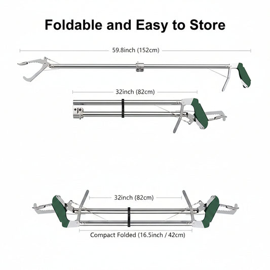 60" Foldable Stainless Steel Snake Tongs