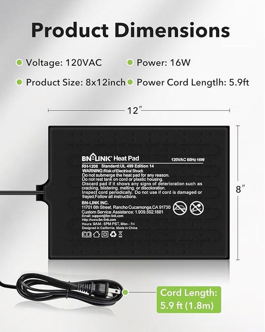 Under Tank Heating Mat (8" x 12", 16W)