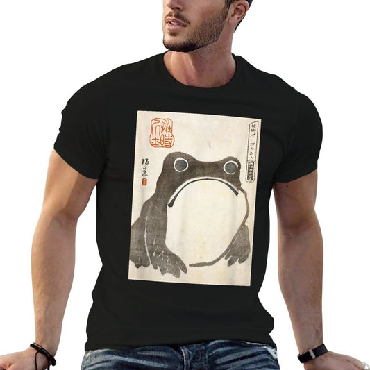 The Art of Print by MCMA - Digitally Enhanced Art Grumpy Frog Japanese Art - Unisex AdultsKids - Black - - S Relaxed-fit T-Shirt