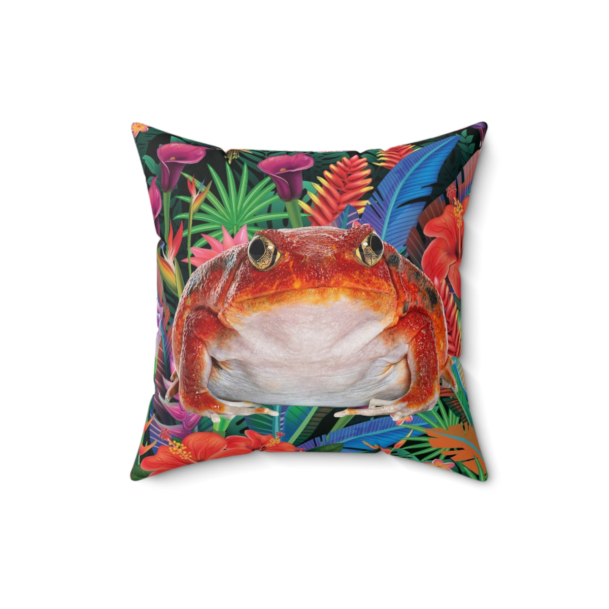 Tropical Tomato Frog Double-Sided Square Throw Pillow
