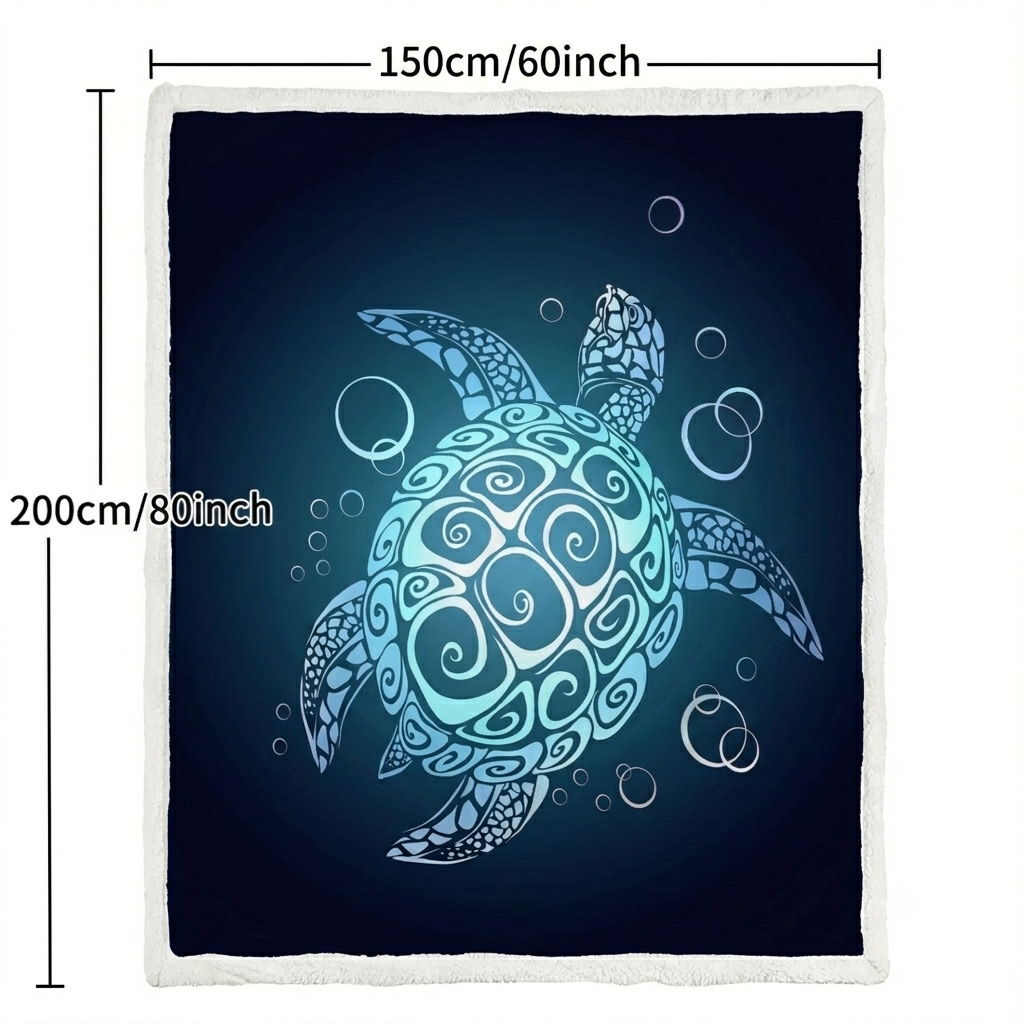 Oceanic Turtle Sherpa Throw Blanket