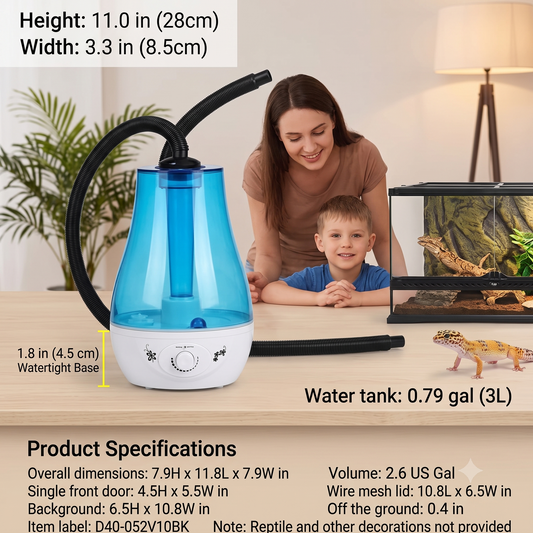 Adjustable Ultrasonic Reptile Humidifier & Terrarium Fogger