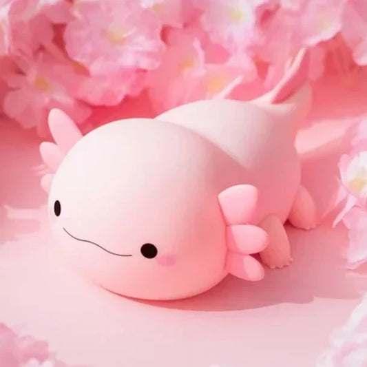Kawaii Squeezable Axolotl Silicone LED Night Light