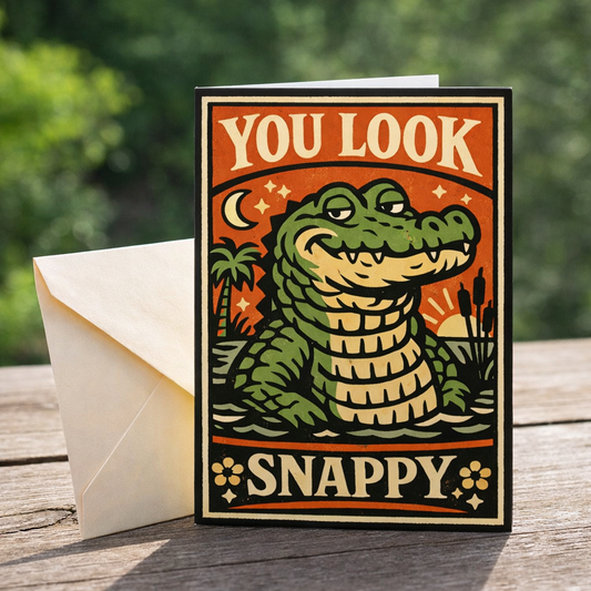 "You Look Snappy" Alligator Greeting Card – 5" x 7"