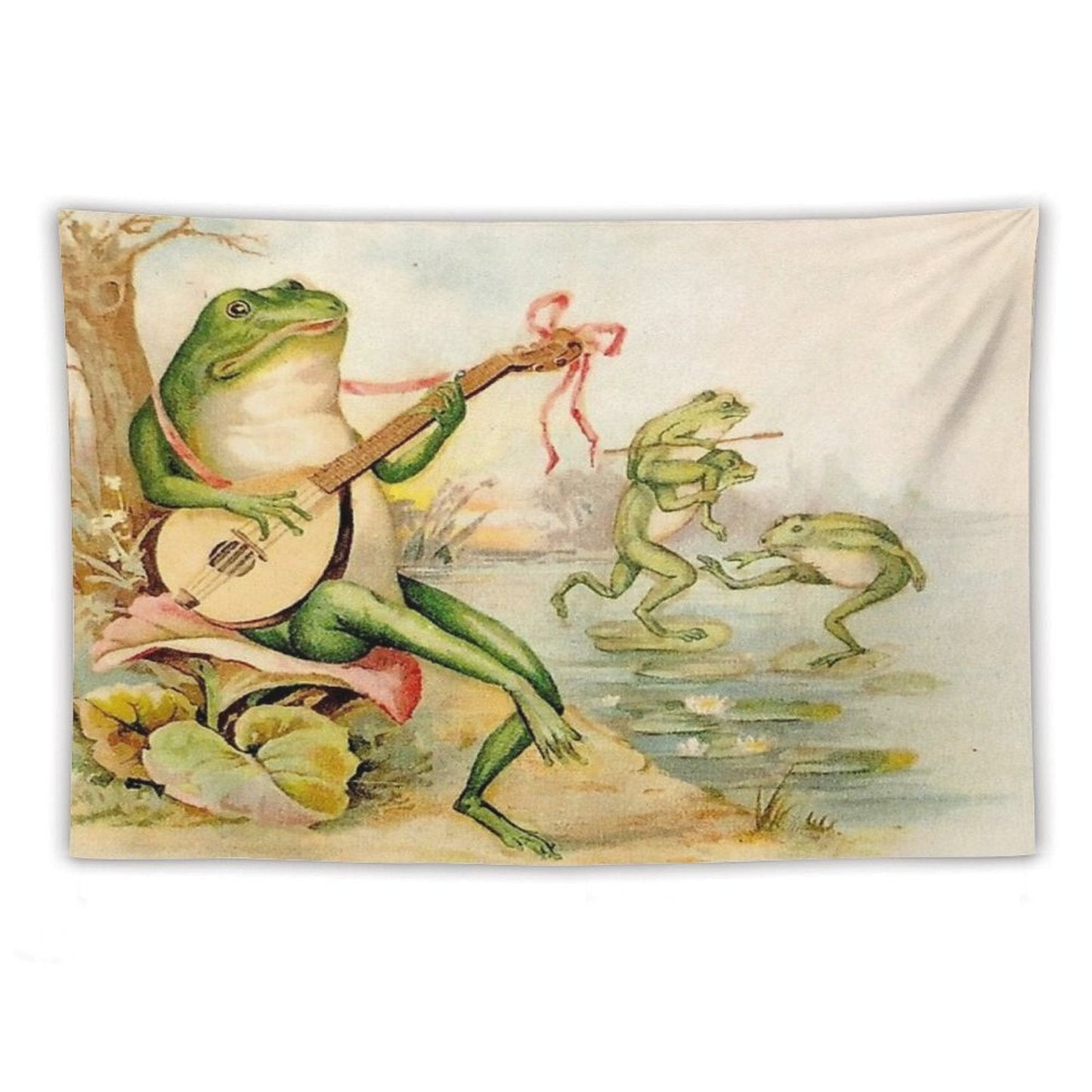 FROG STRUMMING Vintage Abstract Entertainment Print Tapestry