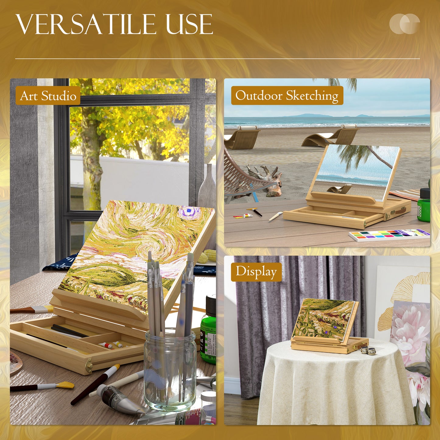 Vinsetto Portable Wooden Tabletop Easel Box