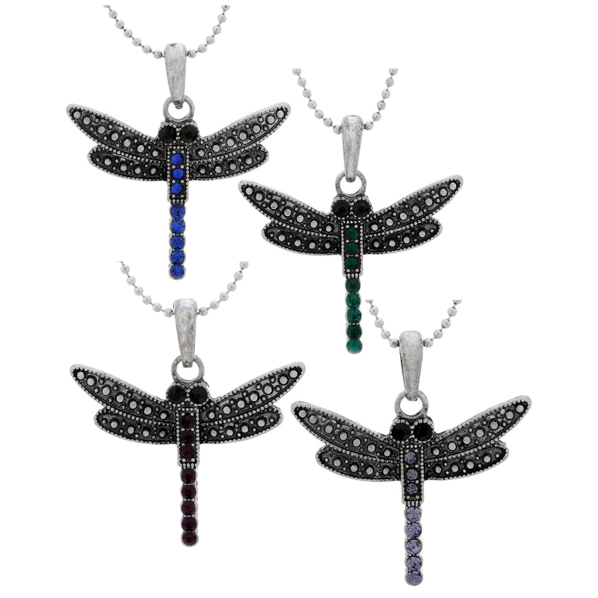 Colors of Life Dragonfly Crystal Pendant Necklace