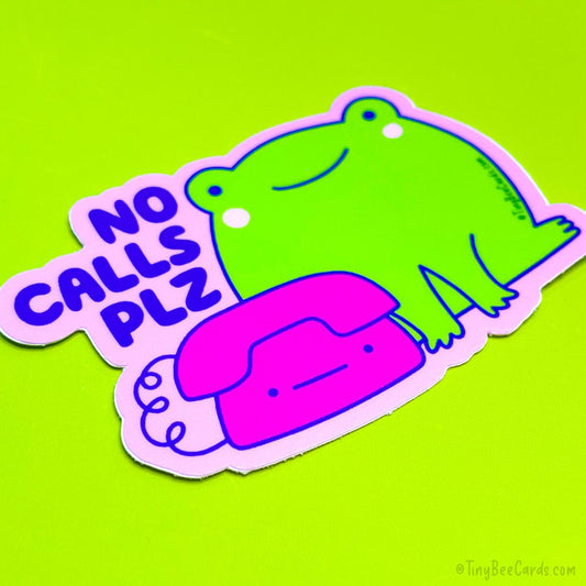 No Calls Please Frog Vinyl Sticker