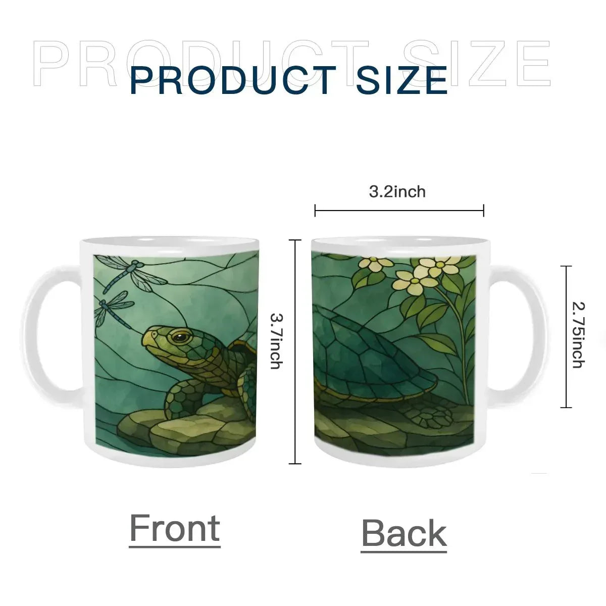 Stained Glass Sea Turtle & Dragonfly Ceramic Mug