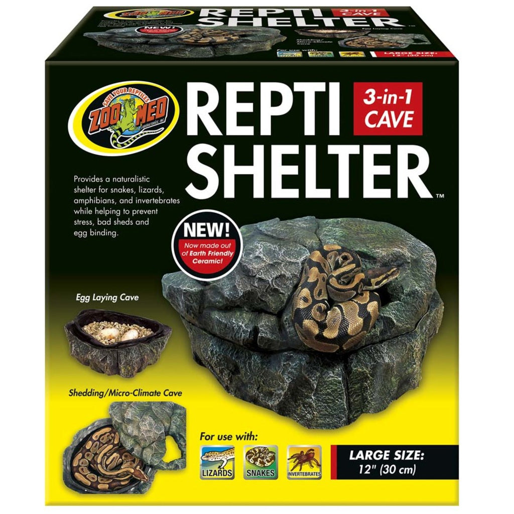 Zoo Med Repti Shelter 3-in-1 Cave Terrarium Hideaway Black