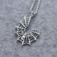 Silver spider web and spider pendant 