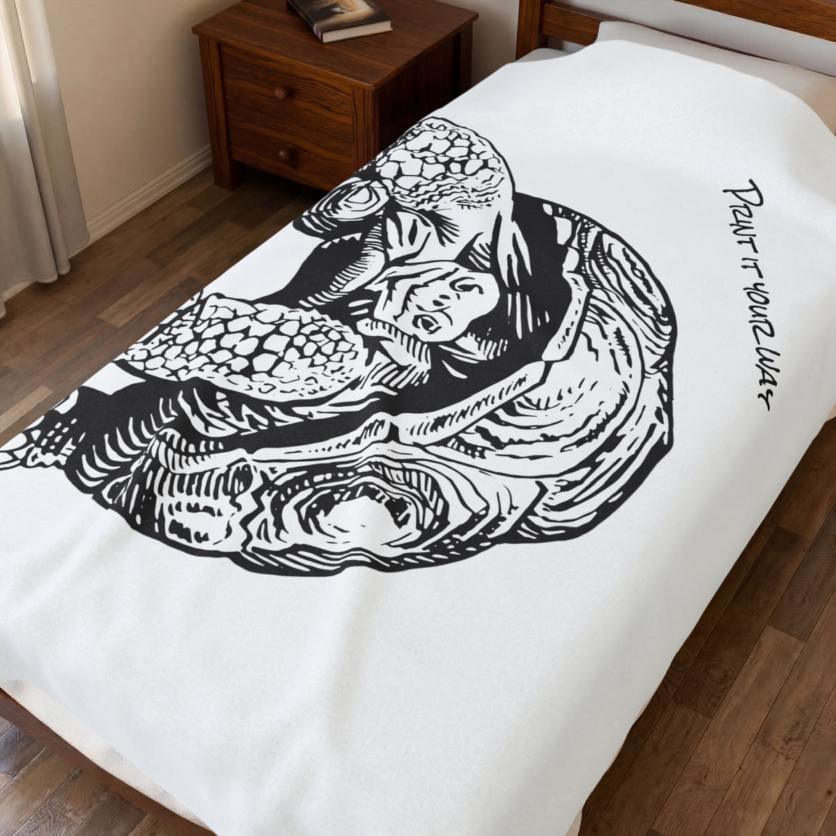 Customizable Illustrated Tortoise Plush Throw