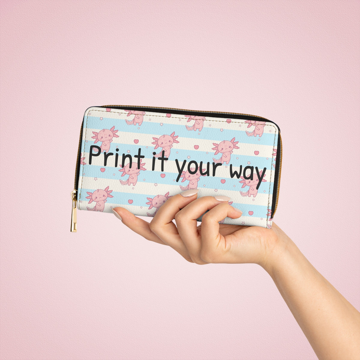 Personalizable Axolotl Zip-Around Wallet