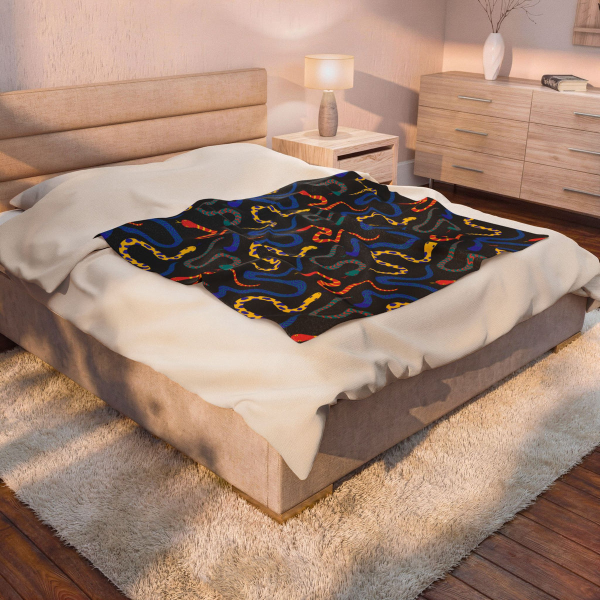 Vibrant Serpents Plush Throw