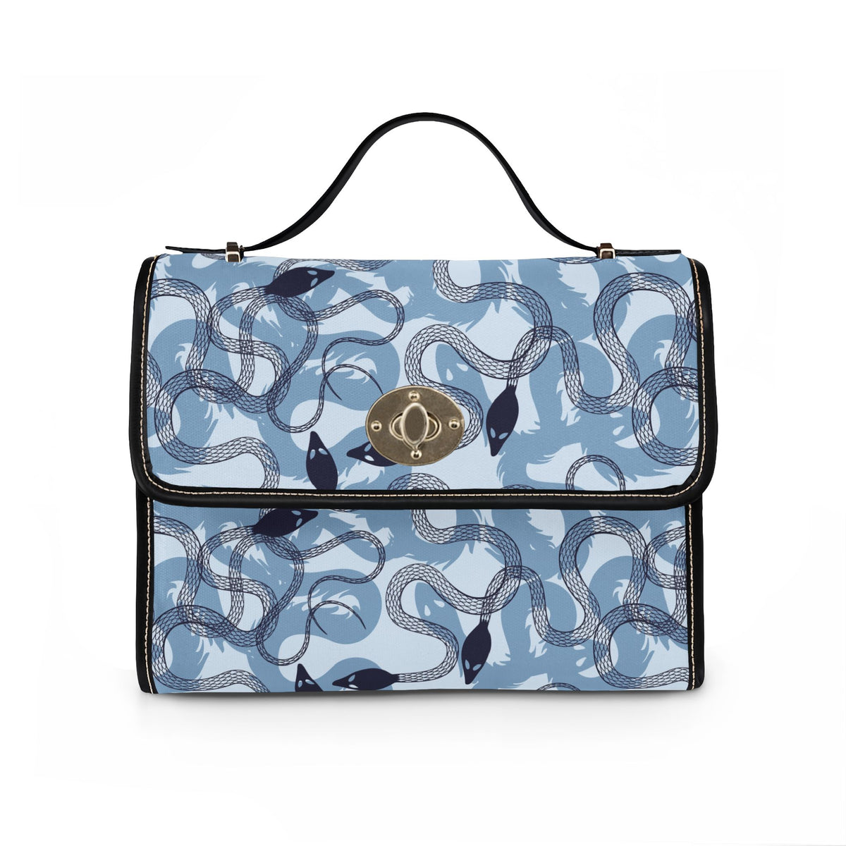 Blue Snake Pattern Fold Over Satchel