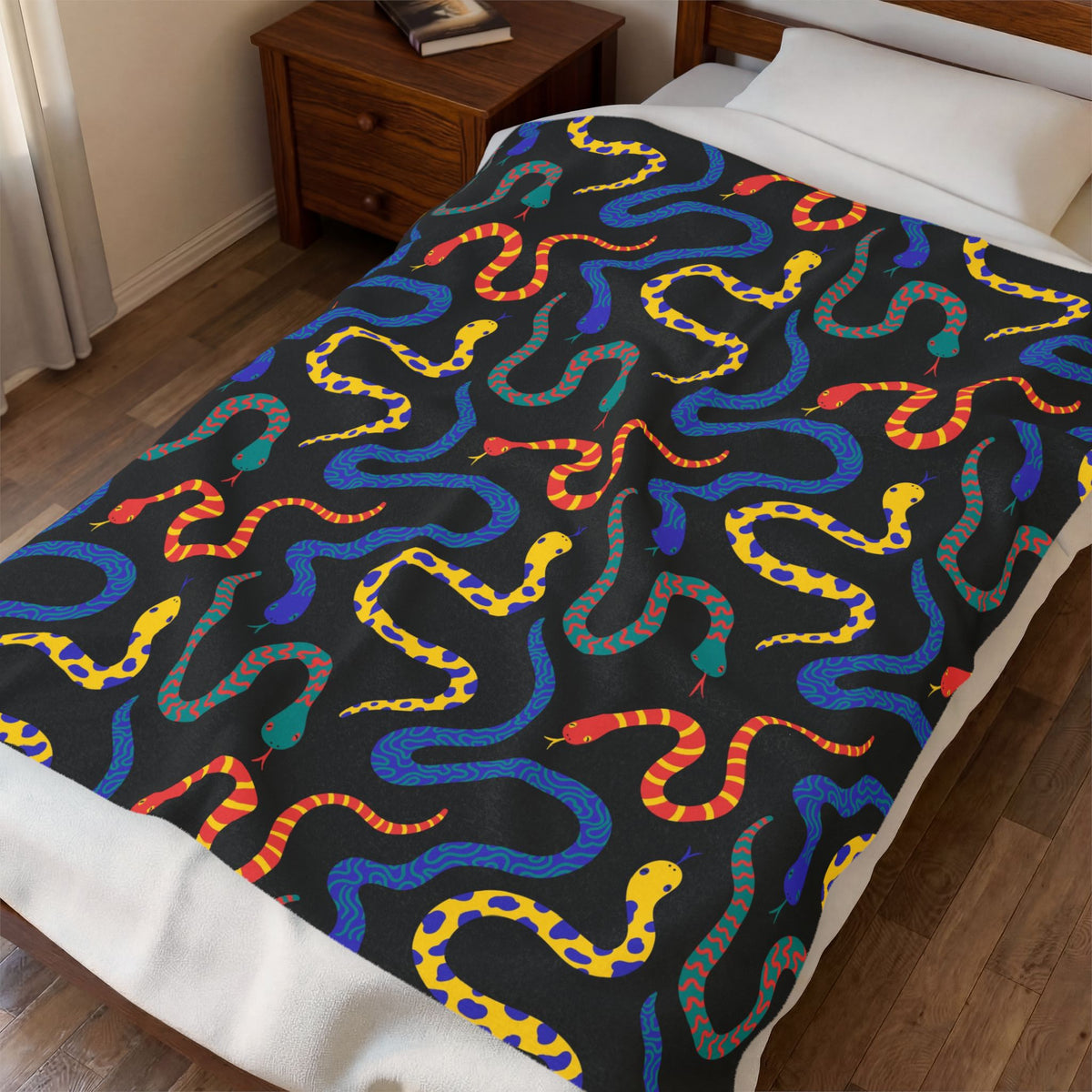 Vibrant Serpents Plush Throw