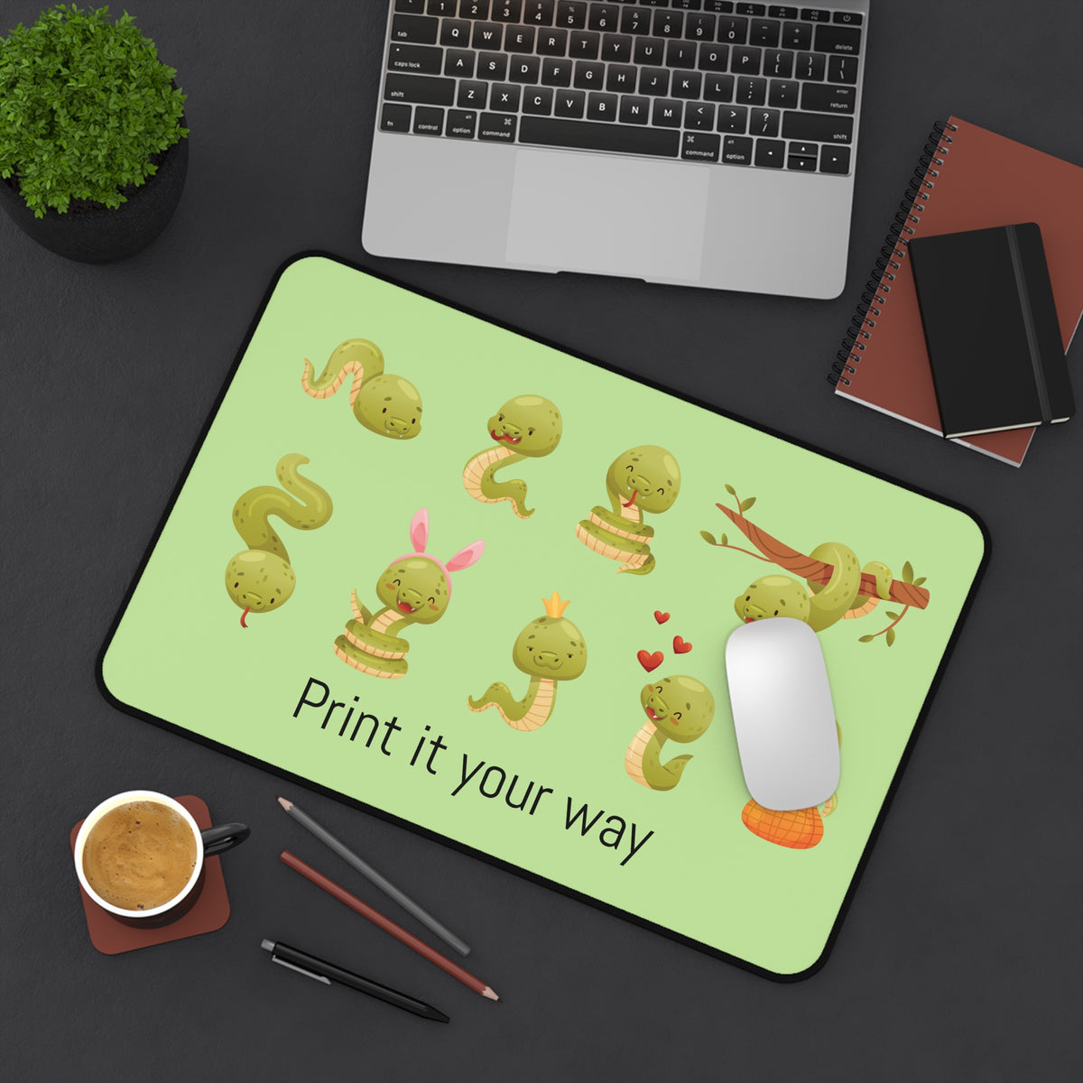 Customizable Whimsical Snakes Desk Mat
