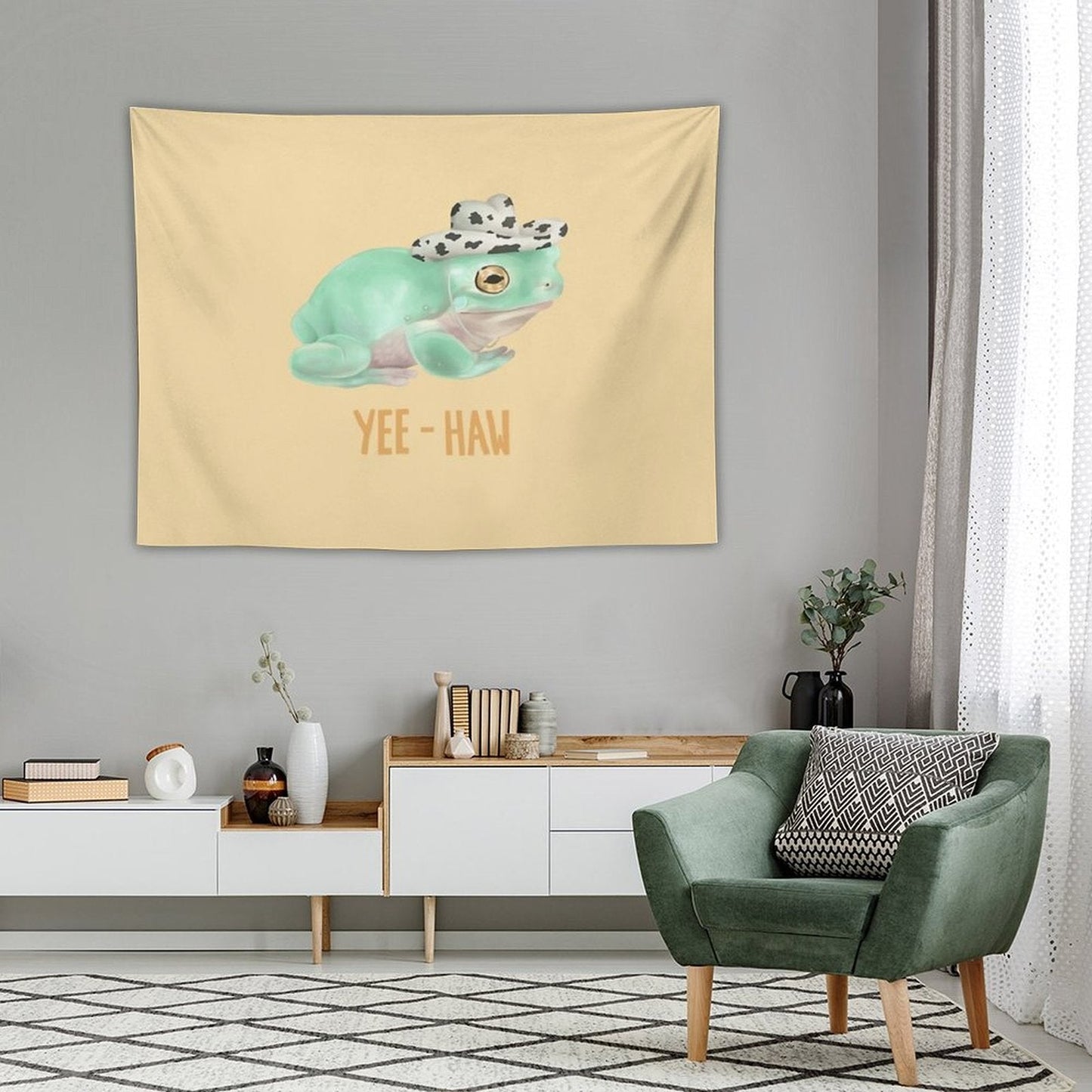 Cowboy Frog Tapestry