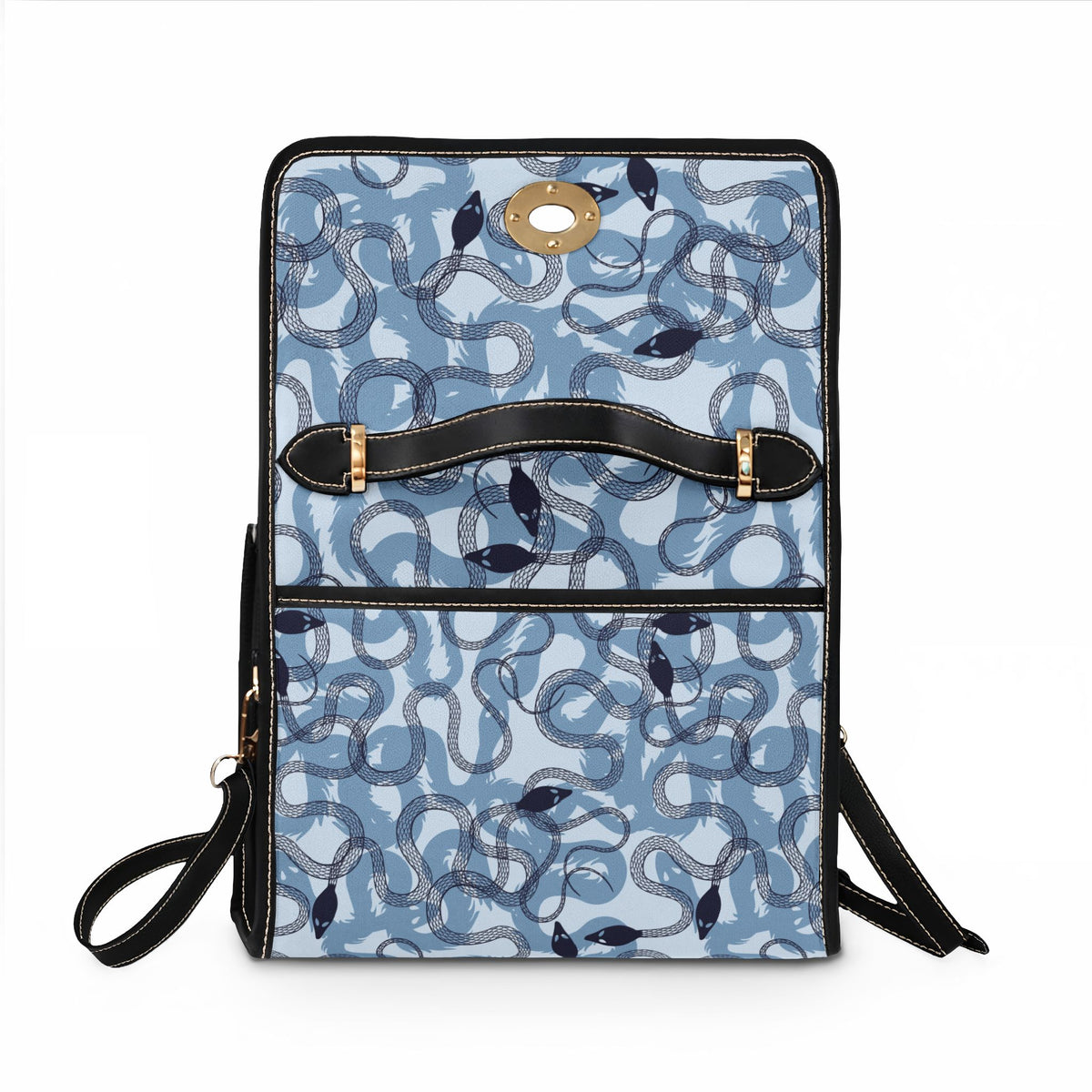 Blue Snake Pattern Fold Over Satchel