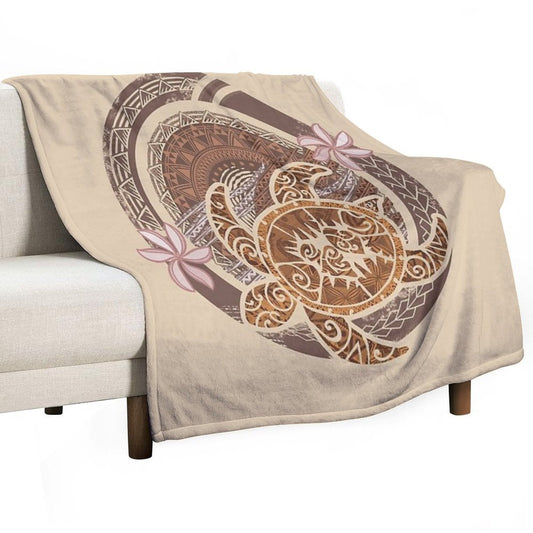 Vintage Circular Samoan Turtle Dive Throw Blanket