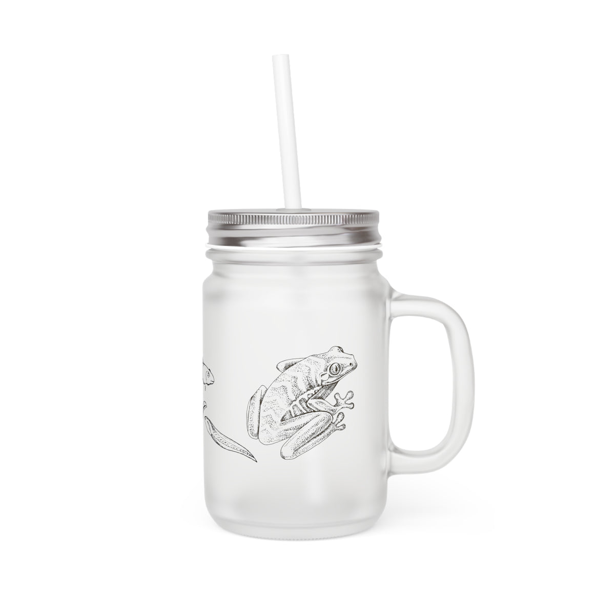 Amphibian Mason Jar Mug with Lid & Straw (12 oz)