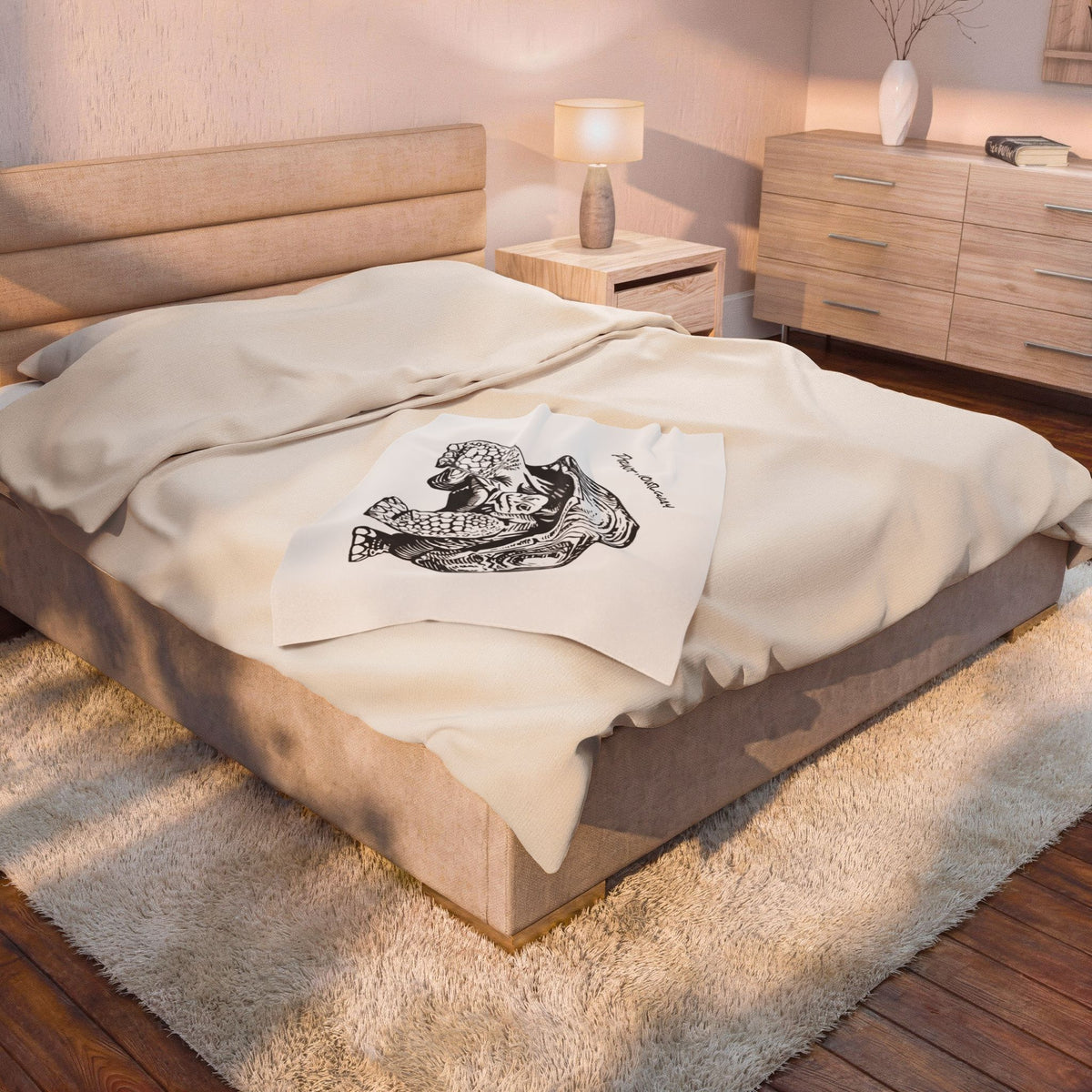 Customizable Illustrated Tortoise Plush Throw