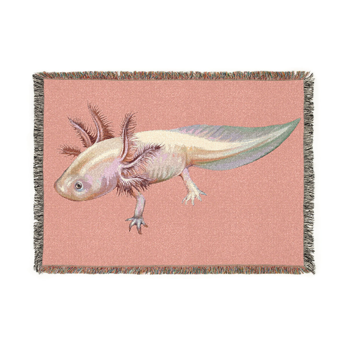 Axolotl Woven Cotton Fringe Throw Blanket