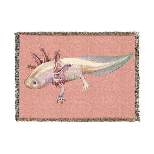 Axolotl Woven Cotton Fringe Throw Blanket