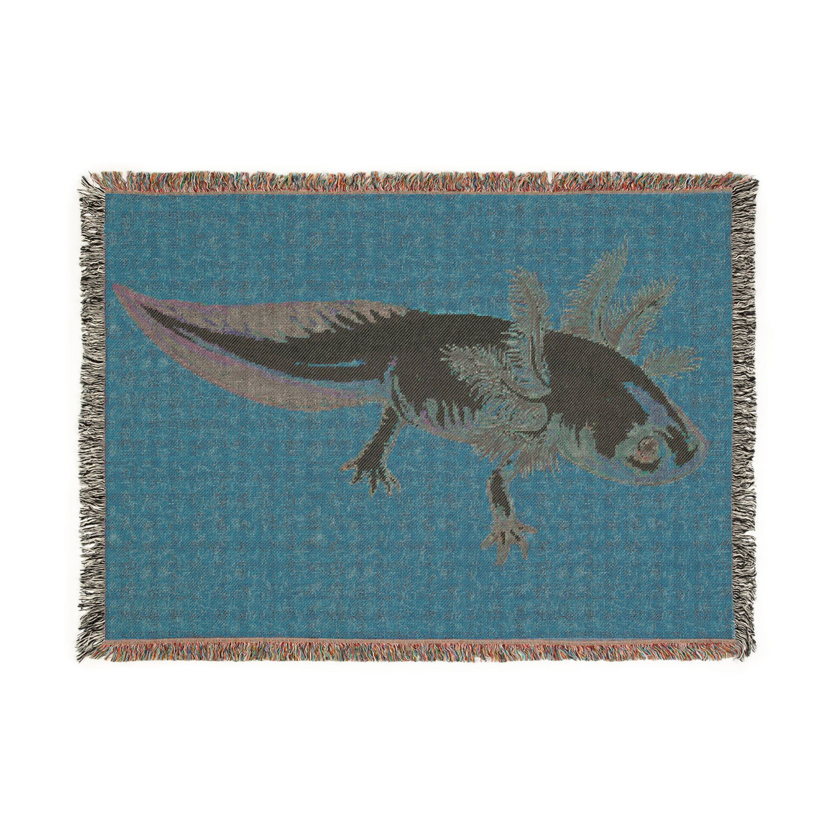 Axolotl Woven Cotton Fringe Throw Blanket