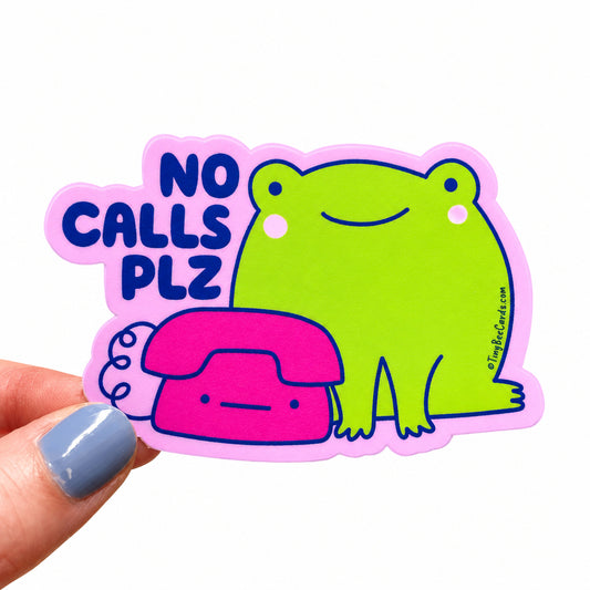 No Calls Please Frog Vinyl Sticker