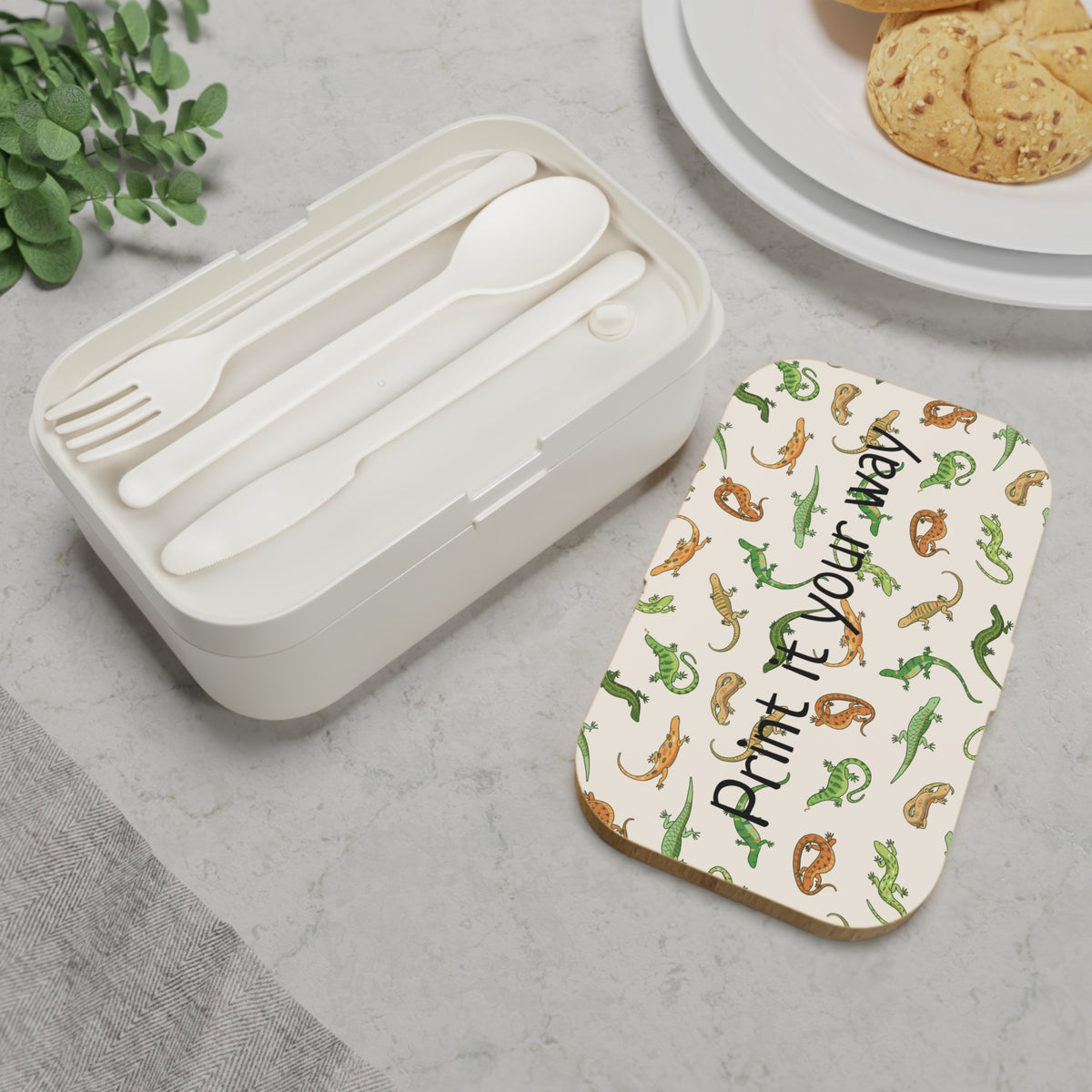 Customizable Illustrated Lizards Bento Lunch Box