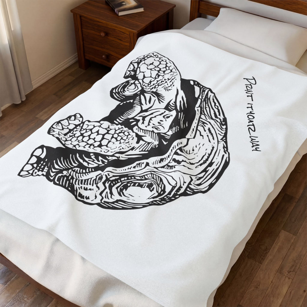 Customizable Illustrated Tortoise Plush Throw