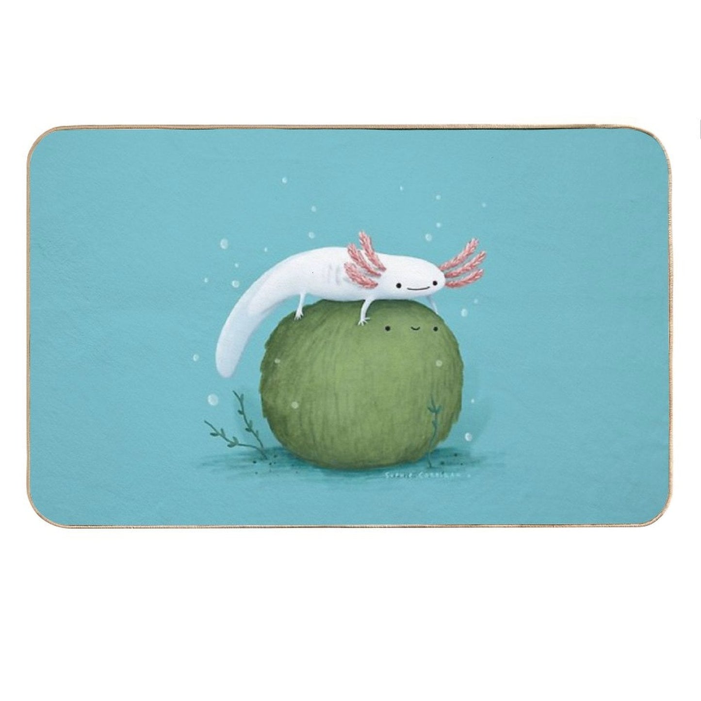 Axolotl on A Mossball Bath Mat