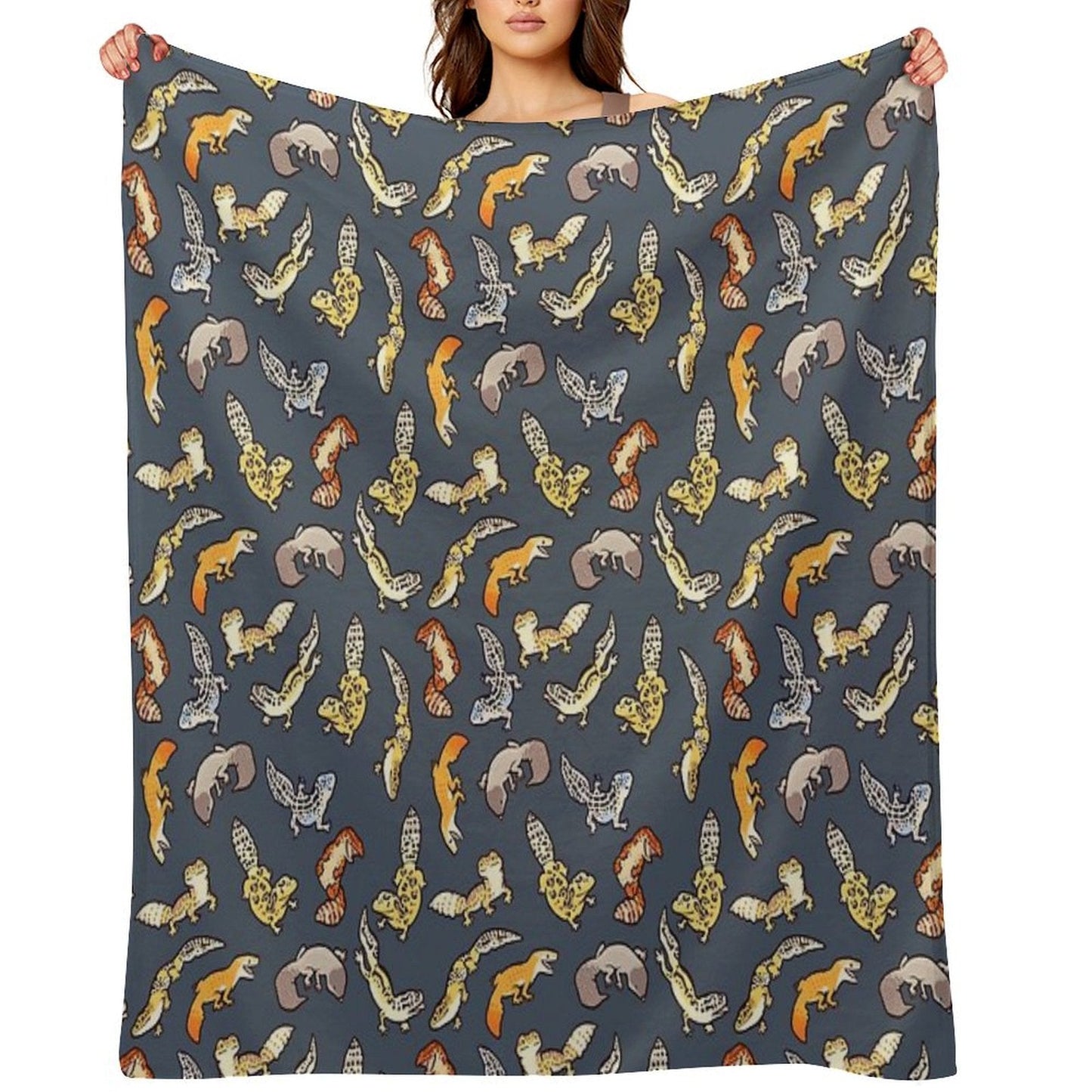 Chub Geckos in Dark Grey Throw Blanket
