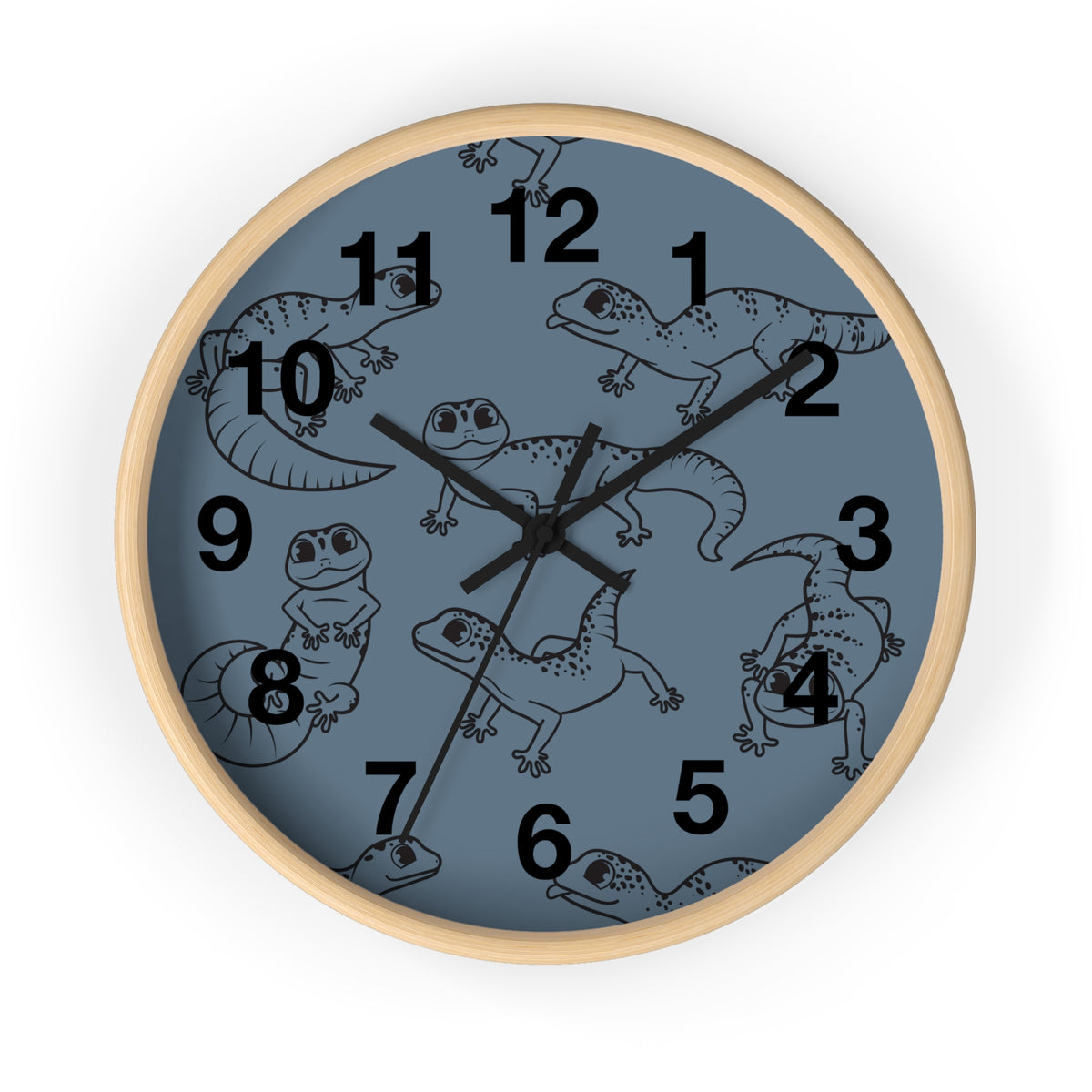 Playful Geckos 10" Wooden Wall Clock