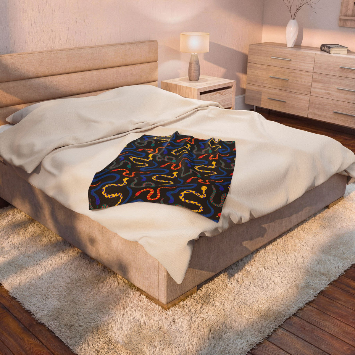 Vibrant Serpents Plush Throw