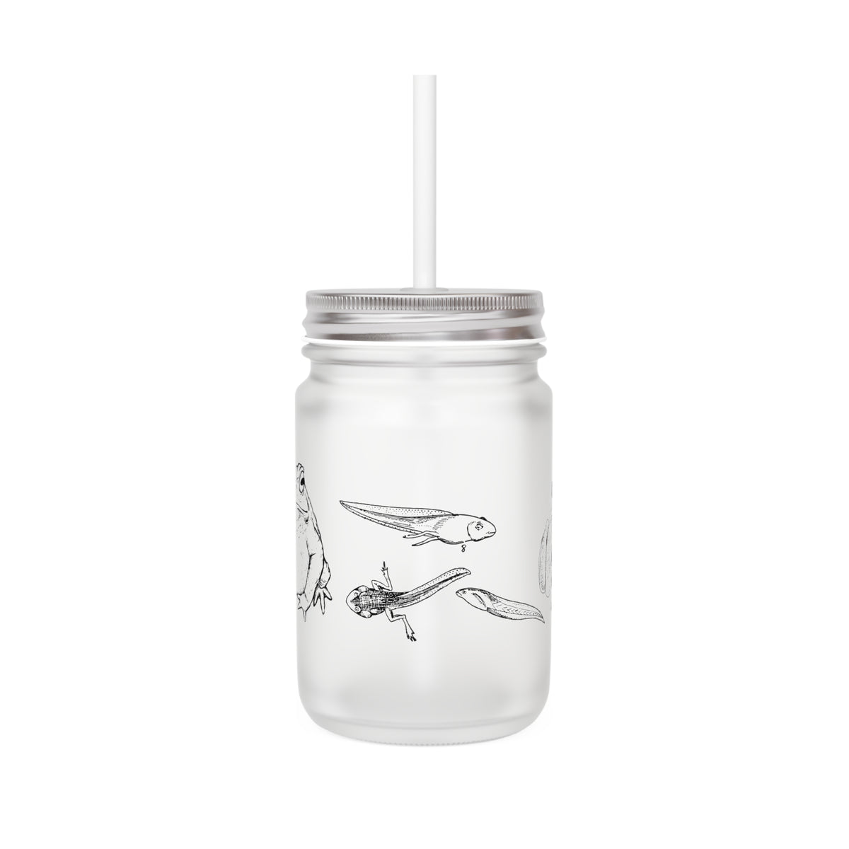 Amphibian Mason Jar Mug with Lid & Straw (12 oz)