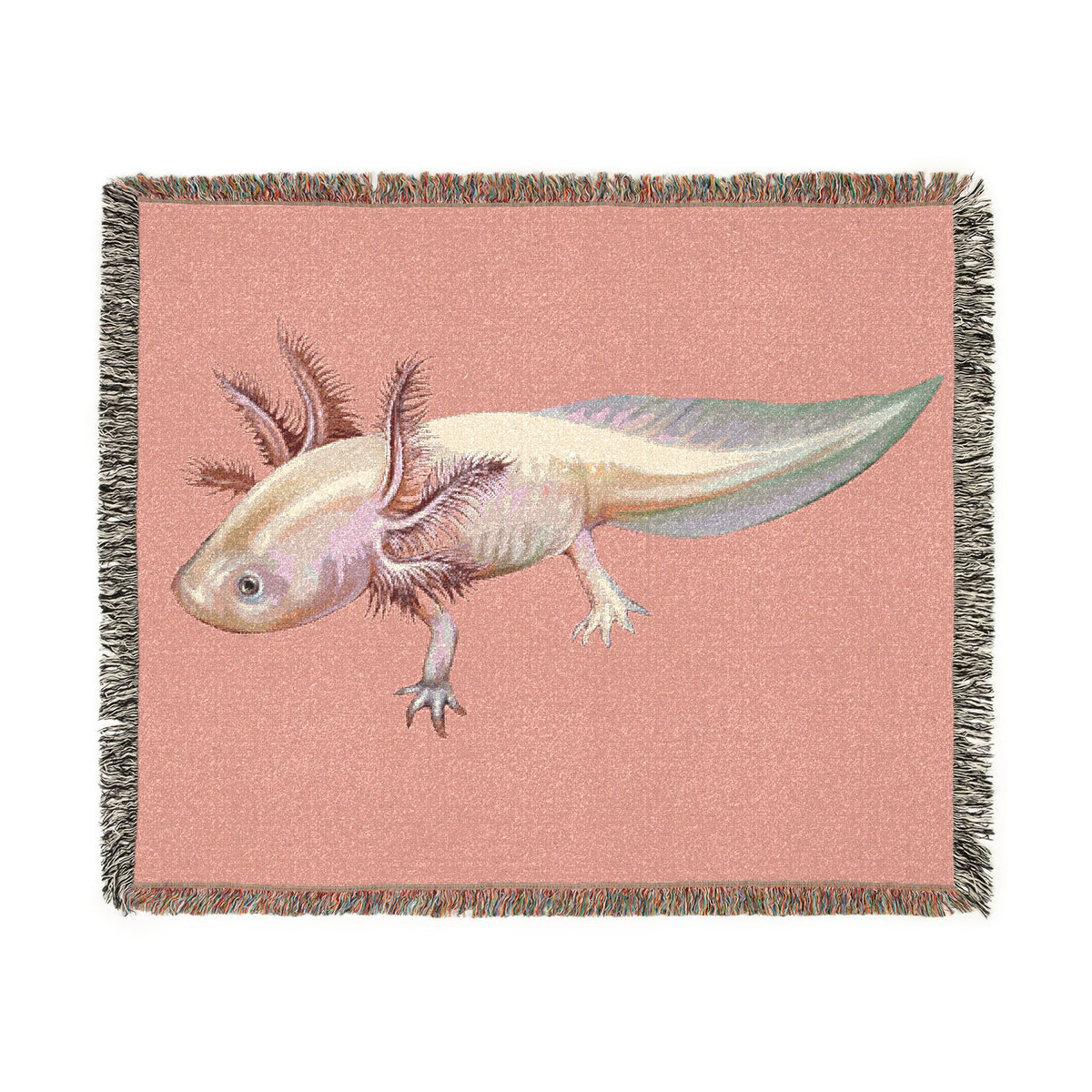 Axolotl Woven Cotton Fringe Throw Blanket