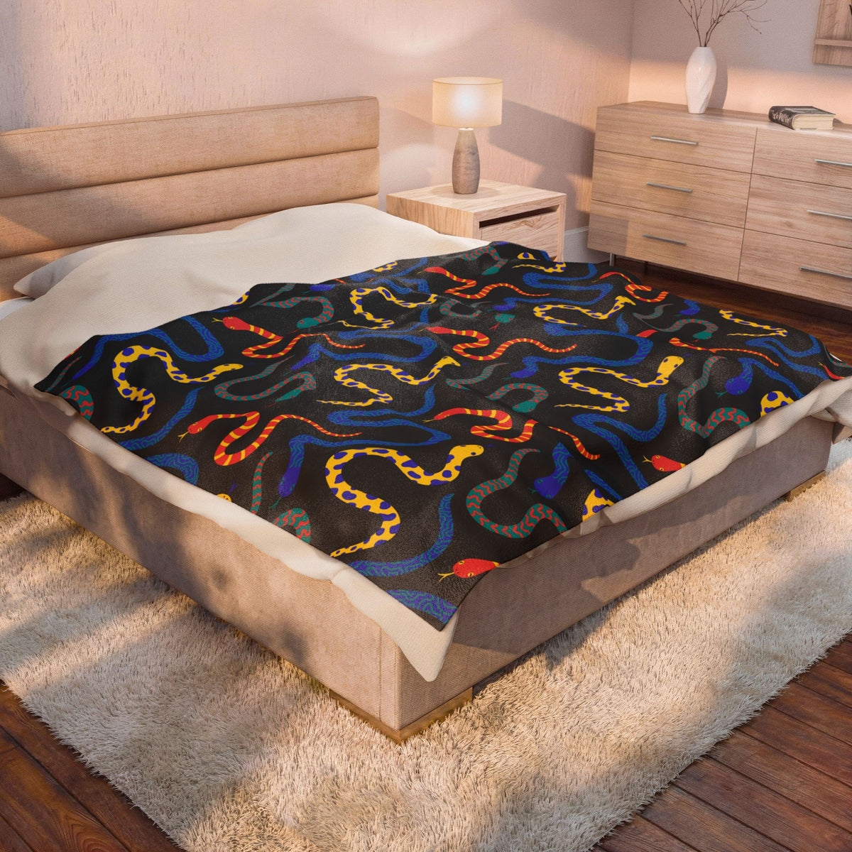 Vibrant Serpents Plush Throw