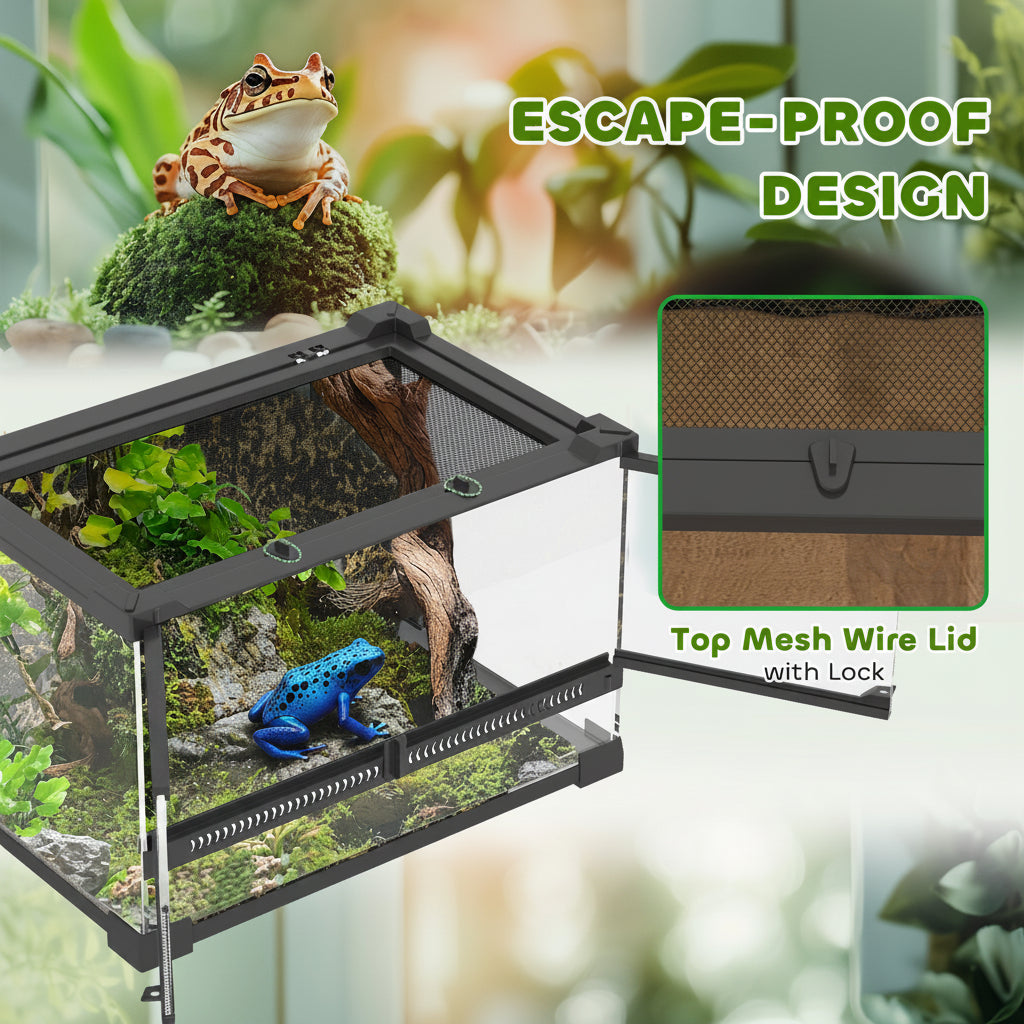 Premium Glass Reptile Terrarium – 360° Clear-View Vivarium