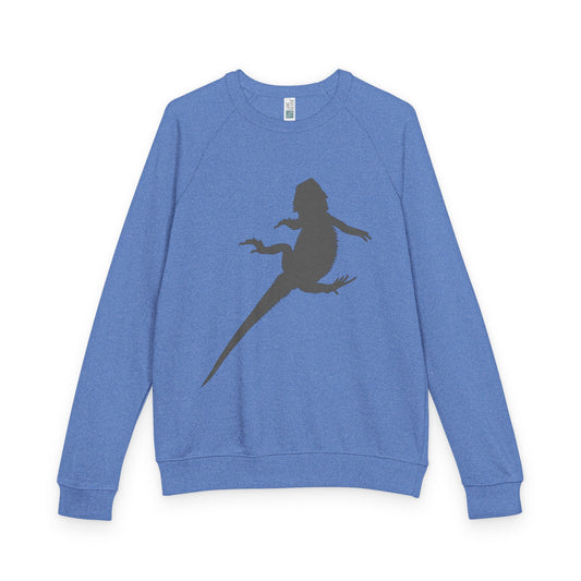 Bearded Dragon Silhouette French Terry Raglan Crewneck