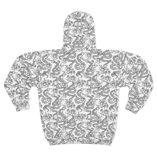 Botanical Serpents All-Over Print Fleece Zip Hoodie
